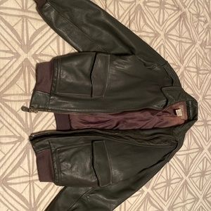 LL Bean leather bomber jacket